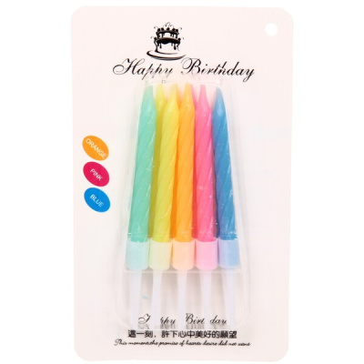 Свечи для торта "Витая нежность" 10  шт. 6 см, микс (50/50)