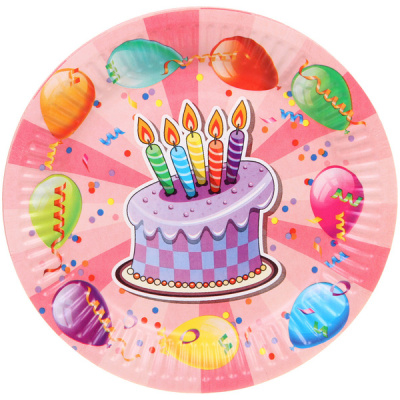 Тарелка бумажная 18 см в наборе 10 шт "Тортик" (1/300)