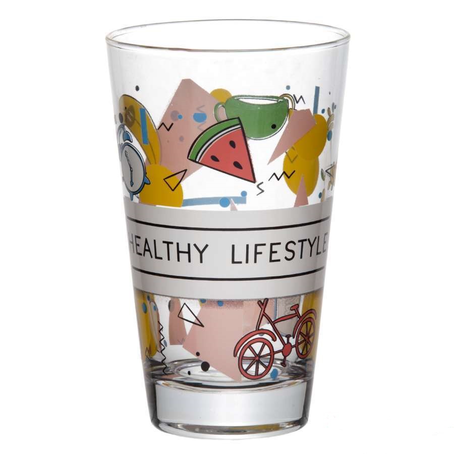 Стакан Healthy lifestyle 395мл д/сока (7цв) стекло (12)