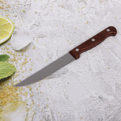 Нож кухонный 14см пластиковая коричневая ручка HBFX (1/40)