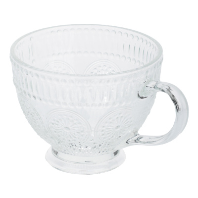 Кружка 420 мл с рельефным рисунком, на ножке стекло MILLIMI (6/48)