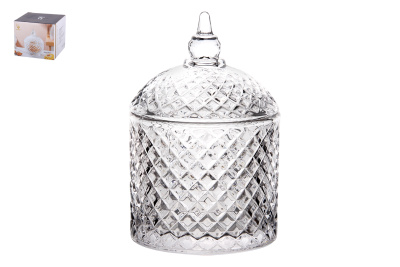 Ваза сервировочная с крышкой 9.5х9.5х15см стекло (1/36)