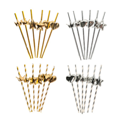 Трубочки для напитков 6шт фольгированные, 20 см, 2 цвета FNtastic (12/12/480)