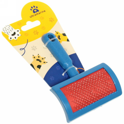 Расческа-пуходерка для кошек и собак "Пушок" 12см цвет синий Ultramarine (1/12