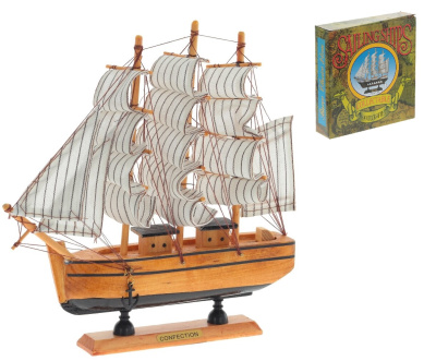 Изделие декоративное "Корабль" L23 W4 H23см(полим.мат.дерево,текст.мат.металл) п/у (1/48)