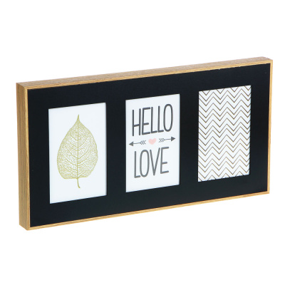 Фоторамка на 3 фото, 40х21х3 см, МДФ, цвет черный (1/2)