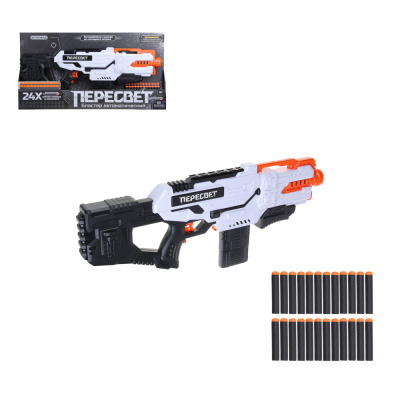 Бластер с поролон. патронами 24 шт., 6хАА, ABS, EPE, 64х6х22см ИГРОЛЕНД (1/8)