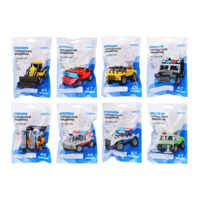 Конструктор Городские машины, 45-48 дет., 19x12x2 см, 8 диз ИГРОЛЕНД (8/8/240)