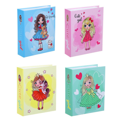 Фотоальбом "Девочка" на 100 фото 10х15см, ПВХ, картон, в кейсе, 4диз(4/72)