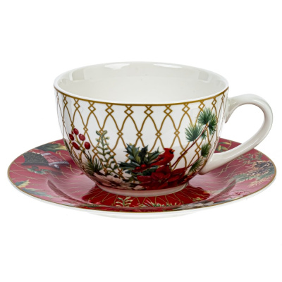 Чашка с блюдцем "Зимнее волшебство" 250мл, L15,5 W15,5 H6,5см (фарф.) (1/1/18)