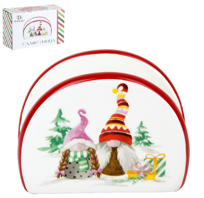 Салфетница "Рождественские гномы" 10х4см (керамика) (подарочная упаковка)(1/96)