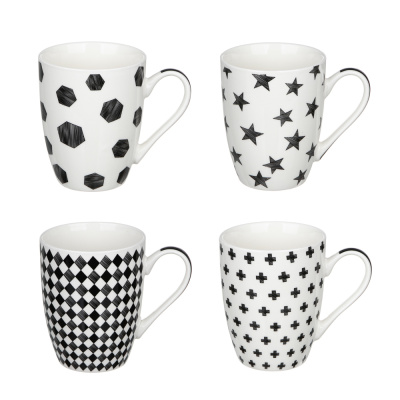Кружка 350мл, фарфор, "Горох", 4 диз (12/24)