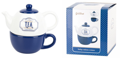 "Gourmet" Набор 2пр чайник 380мл и чашка 350мл 17*11*16см п/у кер.(1/16)