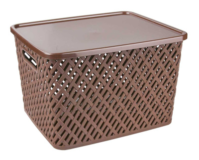 Корзина "Плетенка" 350х290х225мм (с крышкой)(коричневый) пласт.(уп.7)
