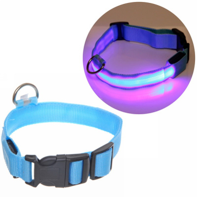Ошейник д/собак "Люмисцент" 2,5*50см светящийся, цвет голубой Ультрамарин(1/12)