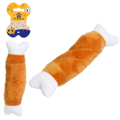 Игрушка д/щенков, собак мелких и средних пород "Косточка с мяском",с пищалкой, 19см (1/12)