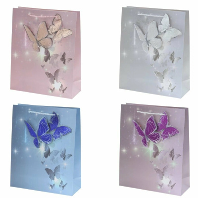 Пакет подарочный (бумага, плотность 210г/м2, блок 12шт), L26 W10 H32см (4в) (12/12)