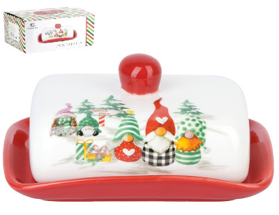 Масленка "Рождественские гномы" 17х12х9см(керамика) (подарочная упаковка) (1/24)