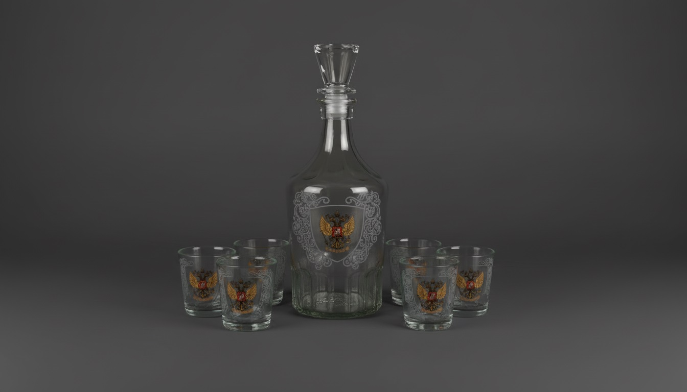 Набор для вина 7пр "Россия" (графин+6 стак 50мл.) (стекло) (1/4)