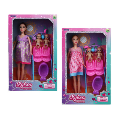 Кукла 28 см с животиком и младенцами, с акс., PVC, ABS, полиэстер, 21х7х33 см ИГРОЛЕНД (1/2)