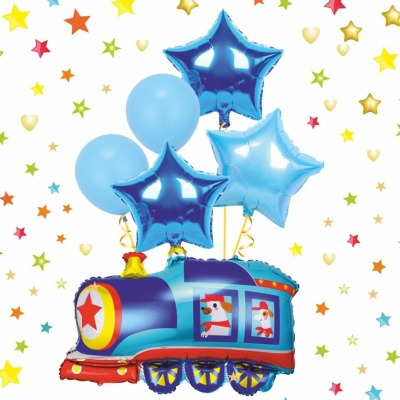 Воздушные шары  6 шт,"Весёлый паровозик" ( 45см,12"/24см, 69см )(10/10)