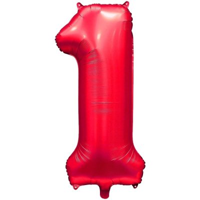 Шар фольгированный 32'/81см "Цифра 1" (красный) (1/20)