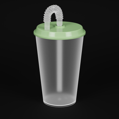 Стакан 0,5л (с крышкой и трубочкой) (зелёный) (уп.30)