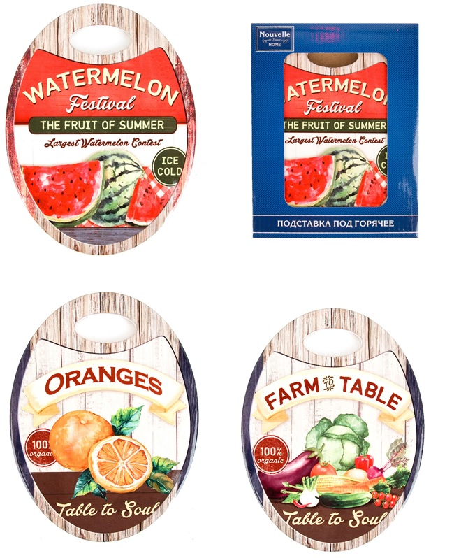 Подставка под горячее с пробкой "Ферма" 15*20*0.5см. (3в) (п/у) (48)