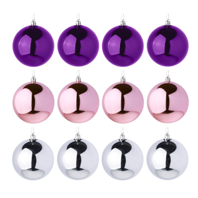 Набор шаров 12шт 6см пластик, в тубе, лиловый/лавандовый/серебро СНОУ БУМ (1/48)