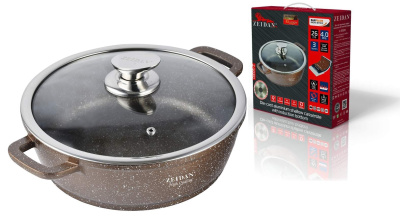 Жаровня 4,0л каменное покр, ст/кр, инд. дно, силикон.накл, п/у (лит.алюм) (1/6)