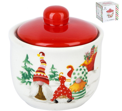 Сахарница "Рождественские гномы" v=300мл (керамика) (подарочная упаковка)(1/48)