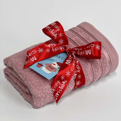 Полотенце подарочное "ЖЕЛАНИЕ" 40х65, 400гр./м2, (1шт.) дымчатая роза (1/20)