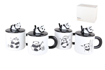 Кружка 300мл с ложкой микс п/у фарф. (1/60)