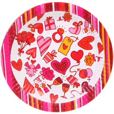 Тарелка бумажная 18 см в наборе 10 шт "Heart"(1/300)