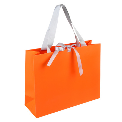 Пакет подарочный, высококач. бумага, с лентой, 32x25x11 см, оранжевый LADECOR (6/6)