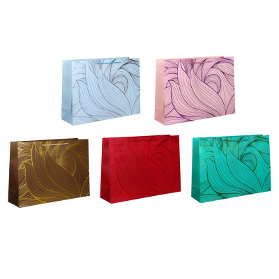 Пакет подарочный из высококач. бумаги, 45х32х12 см, 210 г., 5 диз, фольгир. тиснение (10/10)