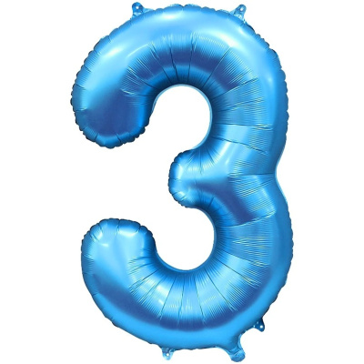 Шар фольгированный 32'/81см "Цифра 3" (синий) (1/20)