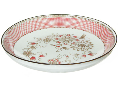 Тарелка 19см Розовый ситец глубокая фарфор (12/60)