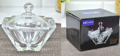 Ваза с крышкой 11*11 см стекло(1/36)