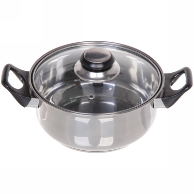 Кастрюля из нерж. стали "Cook" 1,3л со стекл. крышкой 18*8см (1/18)