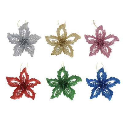 Набор елочных украшений, 6 шт, Пуансеттии, 9см СНОУ БУМ (1/6)