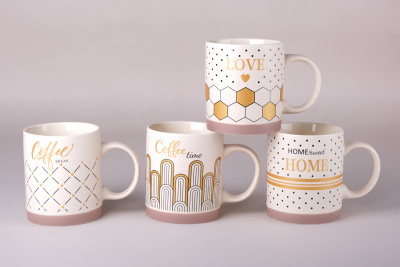 Кружка 350мл Coffe микс (4диз) фарф (12/72)