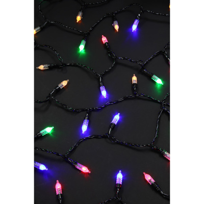 Гирлянда эл. улич. с насадками "Свеча", 10м,100LED, мульти, 8 реж, ПВХ черный, 220В СНОУ БУМ (1/1)