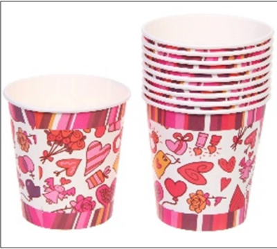 Стакан бумажный 0,2л в наборе 10 шт "Heart"(1/300)