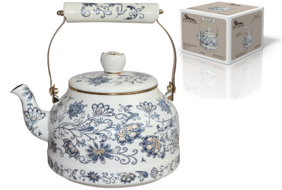 Чайник 2,7л, эмал.сталь,комби.ручка,"под золото", внутр.эмал.пок.нар.покр.эмал.с рис. (1/12)