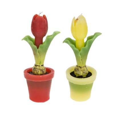 Свеча декоративная "Тюльпан" 7,5*6*16,5см. (2вида) (парафин)(упак. пакет + корич. уп.) (1/48)