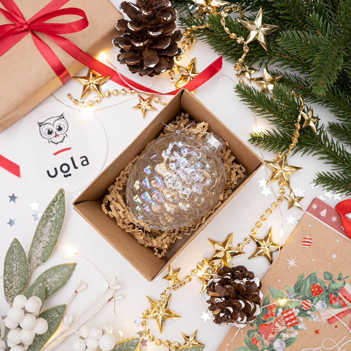 Игрушка прозрачная стеклянная 11.5 см "Шишка"  (1/12/36)