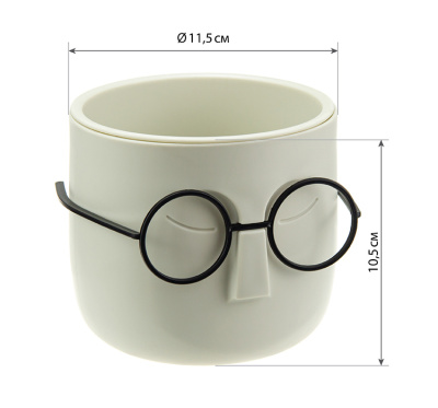 Кашпо СТИВ  D115мм 0,65л со вставкой Белый ротанг (полипропилен), пласт.(1/8)