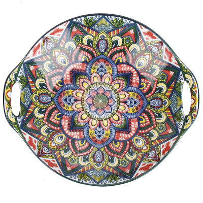 "Arabesque" Блюдо с ручками  (синий) 23,5х20х4,5см (min9) (транспортная упаковка)фарф.(9/36)