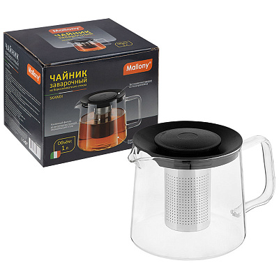 Чайник 1000мл зав. Skandi из боросиликатного стекла, с прямоугольной ручкой (1)